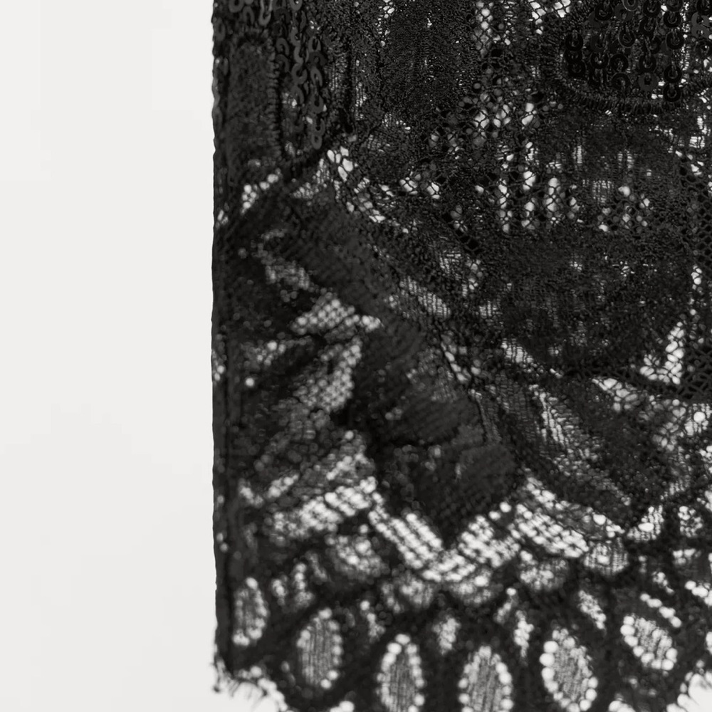 ZARA SEQUIN LACE COMBINATION SKIRT - Picture 5 of 7